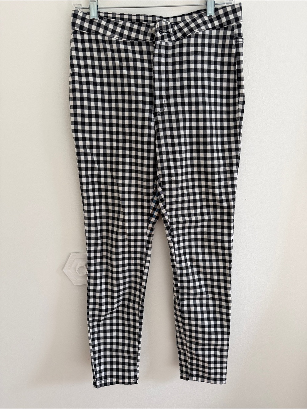 Free People Black and White Gingham Cropped Pants Stretch Size 29